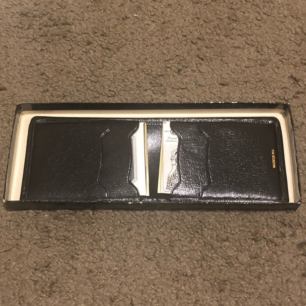 New NIP NOS Elco Spanish Leather Valencia Kid Bifold Wallet Billfold Black MCM